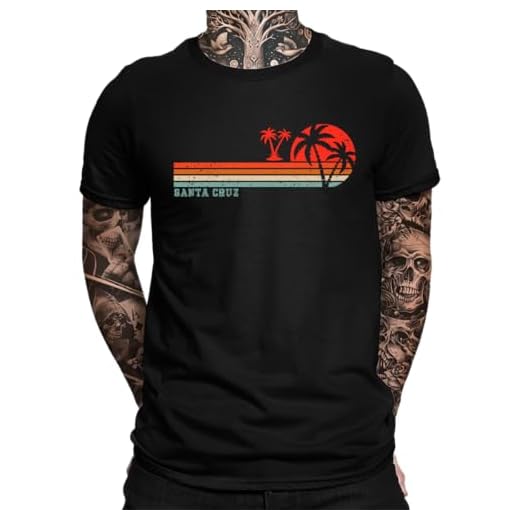 Santa Cruz Kalifornien Vintage Palmen Surfer Retro 70er 80er - California Los Angeles Herren T-Shirt, Schwarz, M