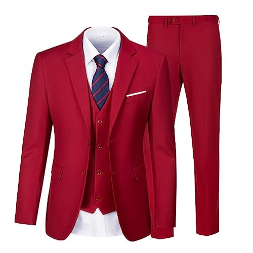 Men Suit Slim Fit 3 Piece Set Wedding Business Suits for Man Solid Formal Prom Tuxedo & Vest & Pants