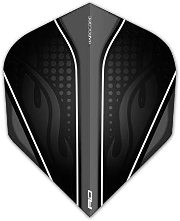 RED DRAGON Hardcore Radical Black & Grey Extra Thick Standard Dart Flights - 4 Sets Per Pack (12 Dart Flights in Total)