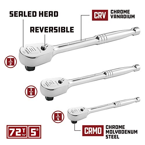 Powerbuilt 642453 152 Piece 1/4-Inch, 3/8-Inch, And 1/2-Inch Drive Mechanics Tool- With Sae And Metric Socket Set, 72 Tooth Seal-Head Ratchet, Automotive Tool Kit, Including Case #TOP3