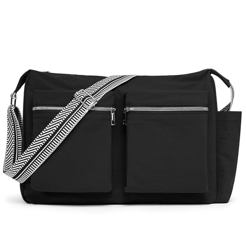 KALIDI Nylon Crossbody Bag Women Men Casual Cross Body Purse Lightweight Waterproof Messenger Bag For College Work Travel Gym