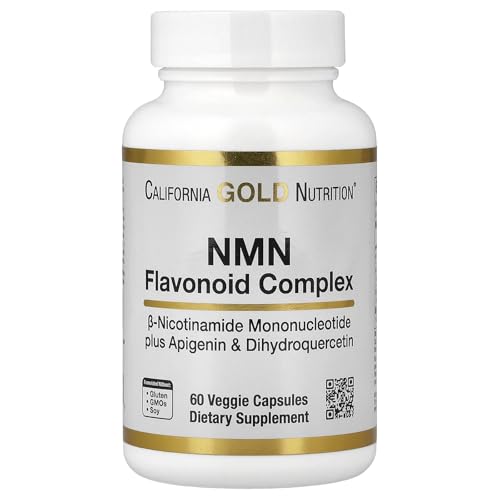 California Gold Nutrition NMN Flavonoid Complex with Apigenin and Dihydroquercetin, 60 Veggie Capsules
