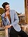 PJ PAUL JONES Men's Casual Blazer Two Button Slim Fit Sport Coats Pattern Lined Notch Lapel Suit Jacket Blue Grey