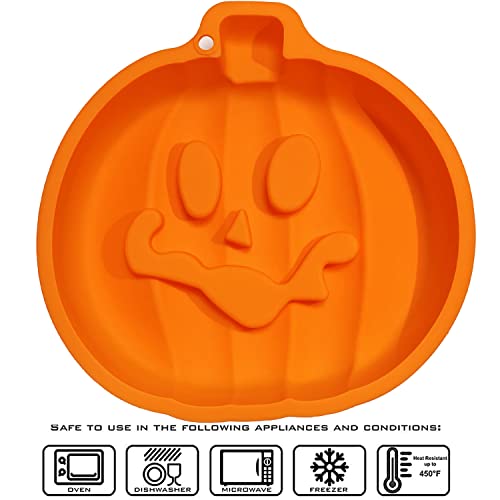 image for JETKONG 8-Inch Pumpkin Cake Pan Silicone Pumpkin Cake Mold 3D Pumpkin 
