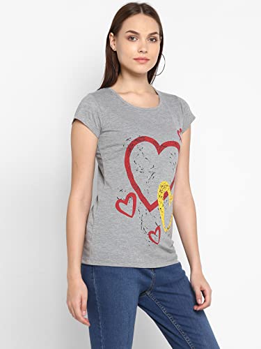 Image of Modeve Women Printed Cotton Blend Half Sleeve Round Neck T-Shirt for Summer