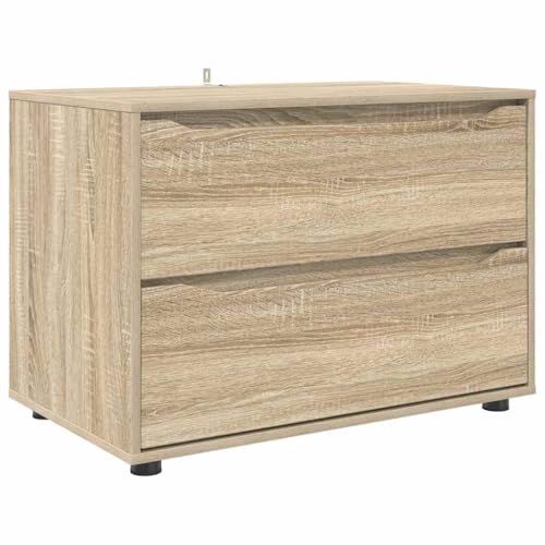 Cómoda con 2 cajones de madera robusta y acabado roble Sonoma de alta durabilidad casera 2