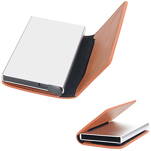 Mini Carteira Porta Cartões Antifurto Masculino RFID Slim (Marrom)