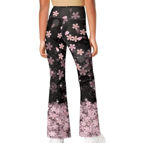 Cherry Blossom Girls' Flare Leggings Kids High Waisted Bell Bottoms Girls Bootcut Yoga Pants Casual Athletic Dance Pants4