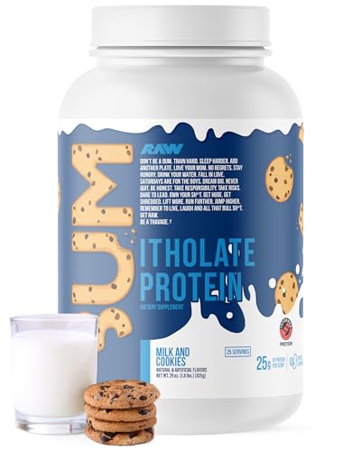 RAW Whey Isolate Protein Powder, Milk & Cookie (CBUM Itholate) - 100% Grass-Fed Sports Nutrition Powder for Muscle Growth & Recovery - Low-Fat, Low Carb, Naturally Flavored - 25 Servings