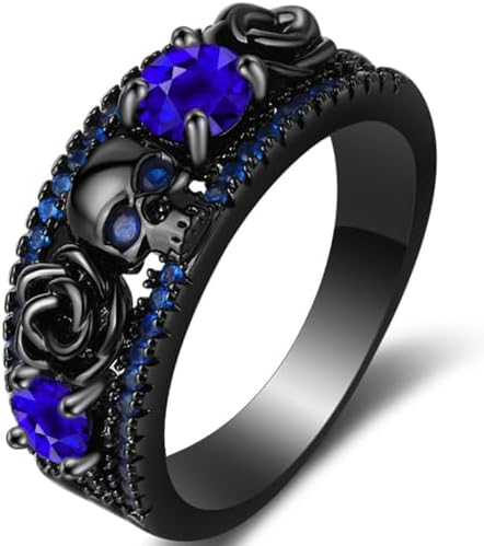 Retro Vintage Stainlless Steel Black Gold Plated Gothic Skull Hallloween Biker Ring image 5