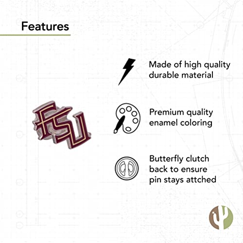 Desert Cactus Florida State University Lapel Pins 3 Pack Seminoles FSU Logo Enamel Made of Metal3