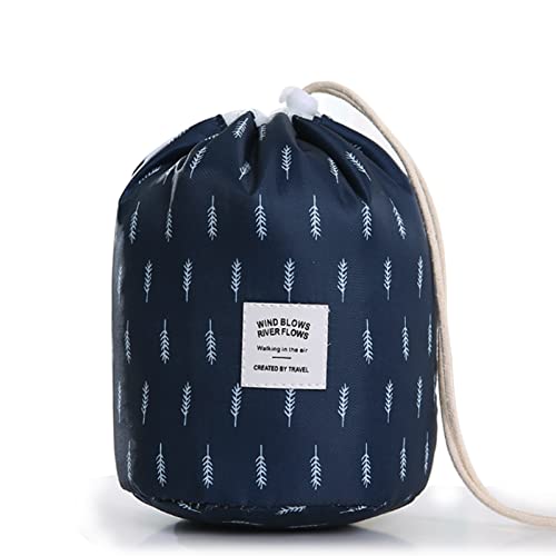 INVODA Cosmetic Bag Barrel Makeup Bag for Women and Girls Portable Drawstring Toiletry Bag Soft Collapsible Toiletry Bucket Bags Multifunctional Organizer Storage Pocket