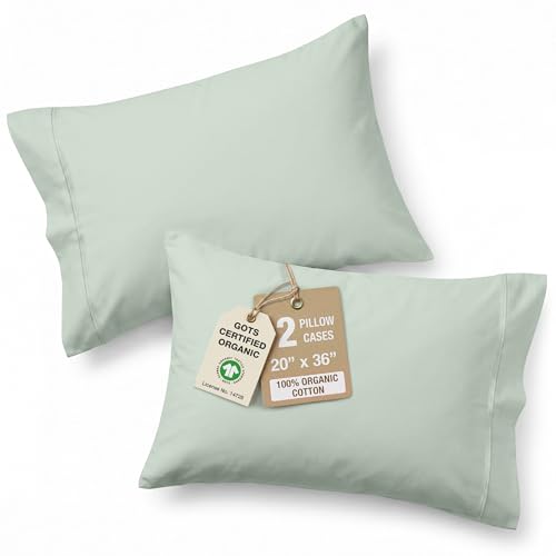 Image of 100% Organic Cotton Pillow Cases - King Size, Ultra Soft and Crisp, Cool Percale Pillow Covers, Sleeping Pillow Covers, Set of 2 - Cool Blue