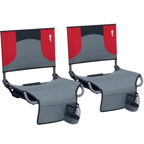 Portal Folding Stadium Seats with Back Support, 2 Pack Stadium Chair Bleacher Seats with Backs and Cushion for Football, Baseball and Basketball