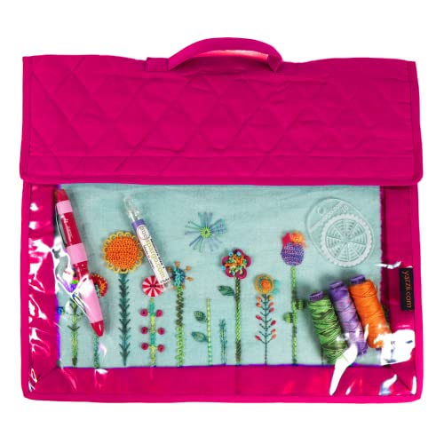 Yazzii Crafts Project Folder - Arts & Crafts Storage Bag Organizer - Portable & Multifunctional Crafts Storage Organizer For Sewing, Embroidering, Crocheting, Knitting & More Fuchsia #TOP25