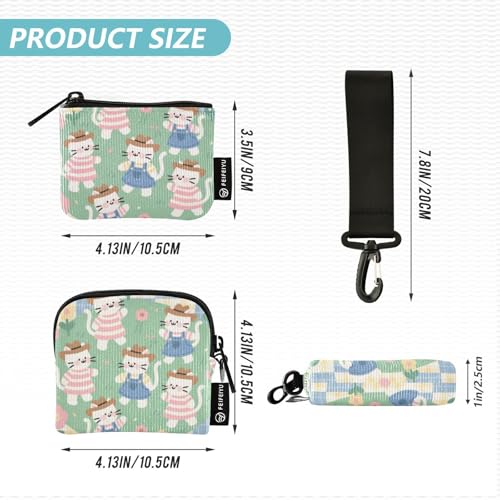 Cartoon Light Color Cats Flowers Cute Women's Coin Wallet Card Holder Compact Size Zipper Cash Coin Purse with Zipper Coin Pocket for Women 2 Pcs Wallet para tarjetas de Mujer4