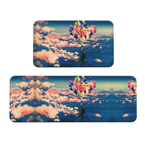 Juego de 2 alfombrillas de cocina con estampado original para zonas de paso 2