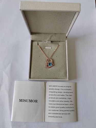 Misumor 925 Sterling Silver Necklaces For Women Silver Gold Rosegold Heart Pendant With Birthstone Jewelry Gifts For Girlfriend Mom Wife On Birthday Anniversary Valentines Day #TOP6
