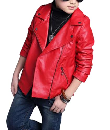 Boys Girls Motorcycle Leather Jacket for Kids Oblique Zipper Moto Biker Leather Jackets Coats Aged 3-122
