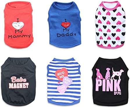 6 Pack XS Girl Dog Clothes XS Puppy Clothes Girl Small Dog Shirts for Girls Small Dog Clothes for Girls Cat Shirt for Cats XS Dog Tshirt Girl XS Dog Clothes
