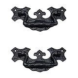 Adonai Hardware 'Phicol' Antique Cast Iron Cabinet Ring Drop Pulls- (Pack of 2, Matte Black) for Vintage Wooden Barn Doors, Gates, Closets, Furniture, Drawers, Pirates Treasure Chest, Trunks and Sheds