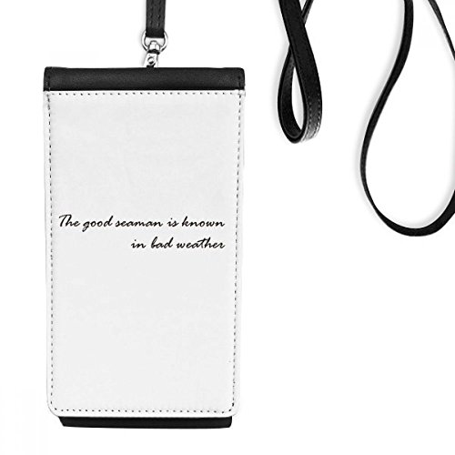 Sac téléphone noir en faux cuir avec slogan Le Bon Seaman pour smartphone et porte-monnaie