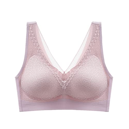 Soutien-gorge de sport pour femme rose grande taille sans couture dos fin