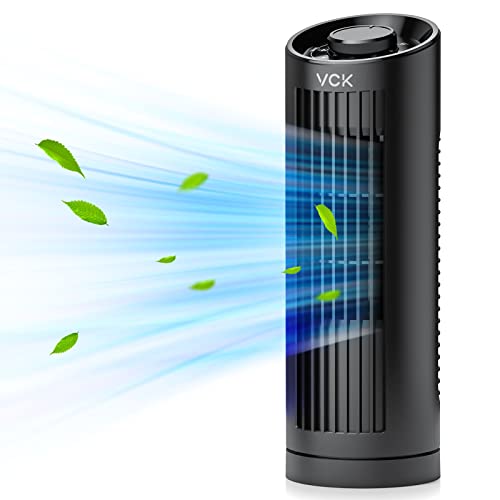 VCK Tower Fan, 80° Oscillating Fan, Portable Desk Fan with 3 Speeds, Quiet Cooling, 13 Inch Personal Small Bladeless Fan for Bedroom Home Office Desktop
