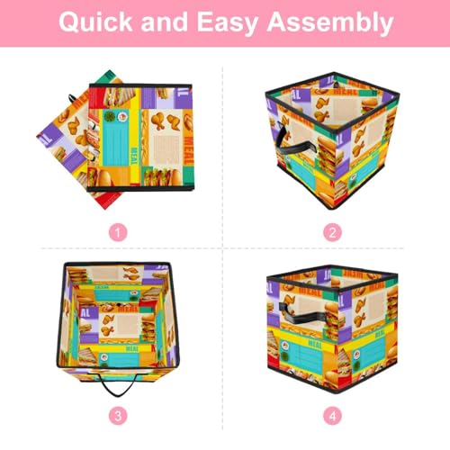 Boîte de rangement pliable avec poignées solides et structure cube en tissu résistant - 6