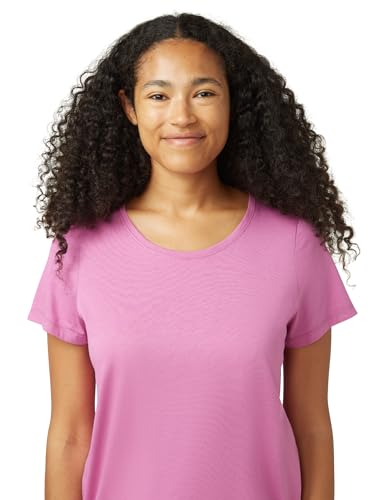Image of HUE Women's Sleep and Lounge Pajama Separates, Late Summer & Fall Collection, Radiant Orchid - Short Sleeve V-Neck Tee, Medium