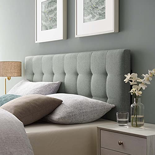Image of Modway Lily Tufted Linen Fabric Upholstered King Headboard in Gray
