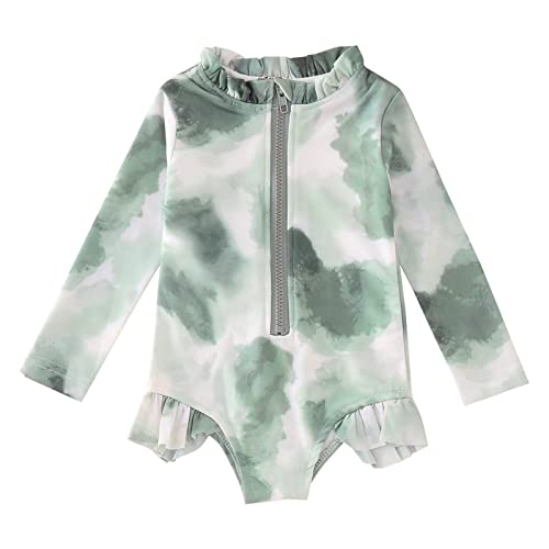 Summer Toddler Girls Manga Longa Babados Colorido Tie Dye Estampa Gradiente 1 Peça Praia Criança Men