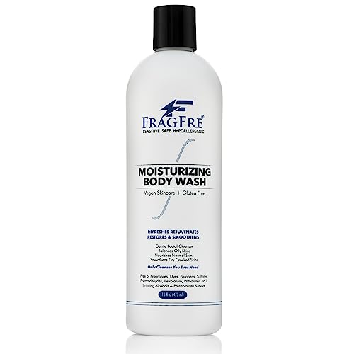 FRAGFRE Moisturizing Body Wash 16 oz: Gentle Body and Facial Cleanser - Sulfate-Free No Fragrance - Normal and Sensitive Skins - Vegan Gluten and Cruelty Free - Unscented Hypoallergenic