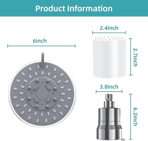Image of Filtered Shower Head, 5 Modes High Pressure Shower Head with 15 Stage Hard Water Shower Filter Cartridge for Remove Chlorine and Harmful Substances