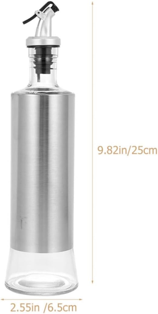 Glass Oil Bottle 300ml Stainless Steel Sealed Condiment Dispenser