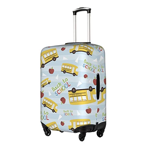 Back To School Bus Travel Luggage Cover Fits 18-32 Inch Luggage, Elastic Suitcase Cover Protector with Concealed Zipper for Wheeled Suitcase Tsa Approved2