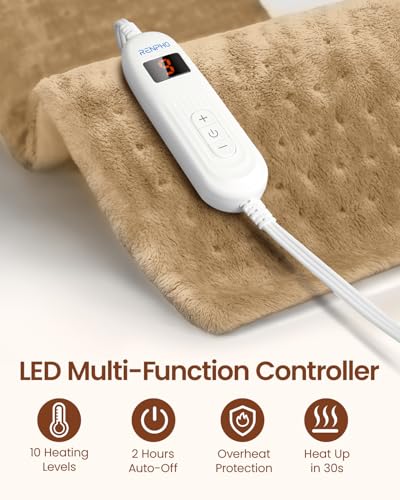 Image of RENPHO Heating Pad for Back & Period Cramps, Hsa Store Eligible Items, Heat Pad for Knee and Leg, Birthday Gifts for Women Men Husband, Auto Shut Off, ETL Certified, 12 inch x24'' Light Yellow