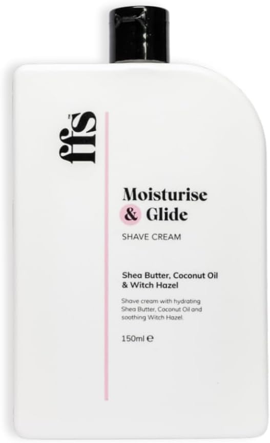 150ml Moisturise & Glide Natural Shaving Cream for Women w/Shea Butter, Coconut Oil, & Witch Hazel – Paraben & Cruelty-Free FFS Beauty Shave Cream for Sensitive Skin – Perfect for Home or Travel