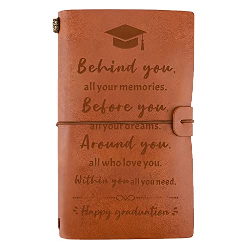 Engraved Leather Journal-Graduation Gifts for Her Him, Inspirational Congratulations Gifts High...