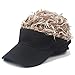 YEKEYI Fake Hair Baseball Hat with Wig Spiked Hairs Cycling Bike Bicycle Cap Fake Hair Wig Visor for Boy&Girl&Adult Black Coffee