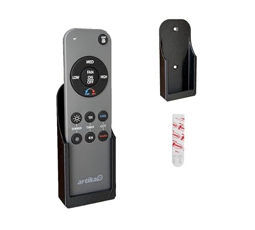 Fan Remote Holder Wall Mount Bracket for Artika Austin Edwin Ceiling Fan Remote Control – Black Holder with Adhesive Strip (1 Pack)