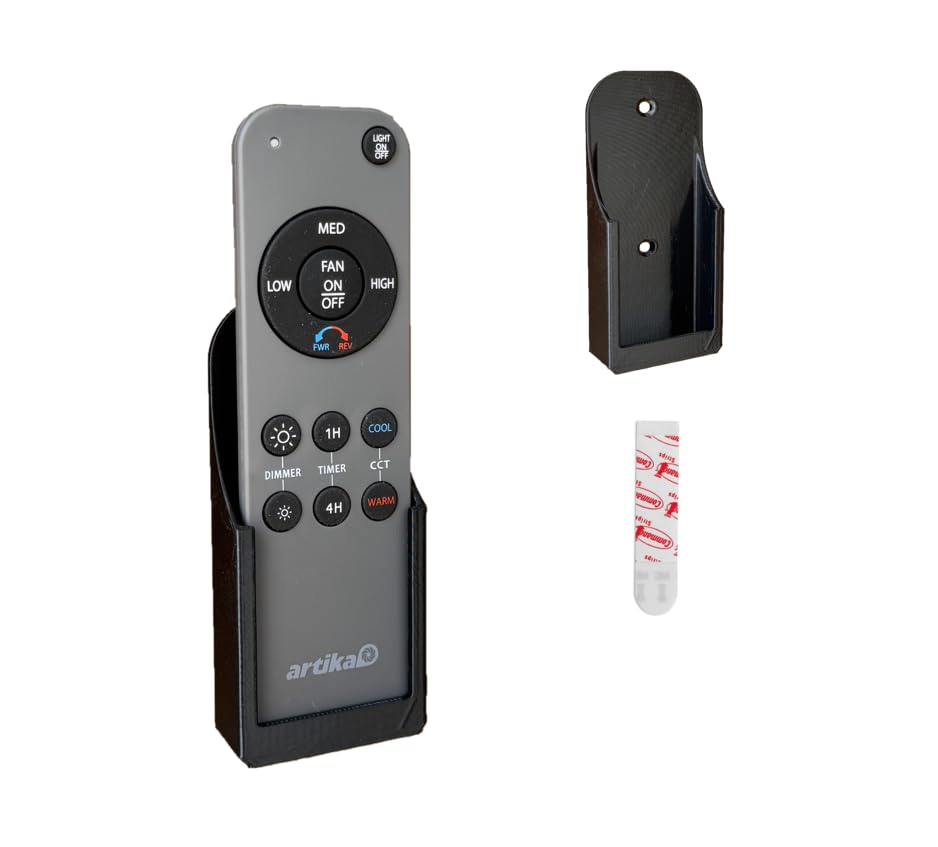 Wall Mount Bracket for Artika Austin Edwin Ceiling Fan Remote Control β Black Holder with Adhesive Strip (1 Pack)