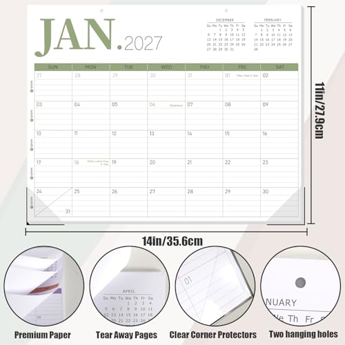 Image of GuassLee Desk Calendar 2026, 19-Month Academic Hanging Desk /Wall Calendar From 2026 Jun-2027 Dec, 14 inch X 11 inch Monthly Planner with Thick Paper For Office Home School Desk Organizing