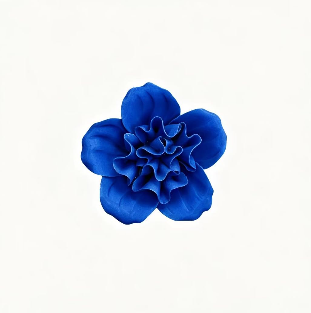 Royal Blue,Azalea, 2.76",Ceramic Flower Wall Art Decor, Artificial Flower Wall Sculpture,Handmade Ceramic Flowers for Home,Hallway,Living Room, Kitchen,Bathroom