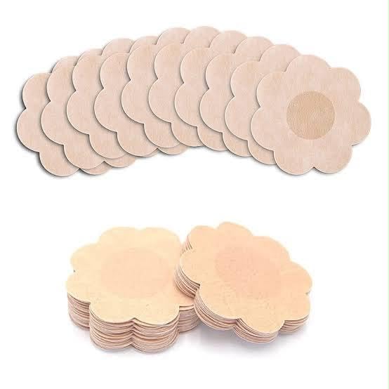 Disposable Nipple Covers for Women Flower Shape Adhesive Pasties Beige Pack of 20-image-38