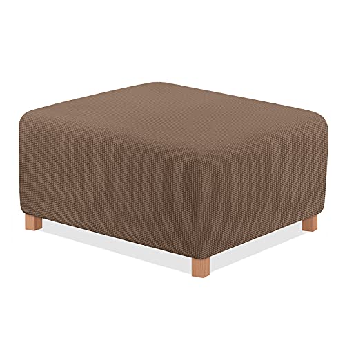 TAOCOCO Ottoman Cover Rectangular Storage Ottoman Slipcover Stretch Footrest Stool Covers Furniture Protectors Spandex Jacquard Fabric with Elastic Band Coffee
