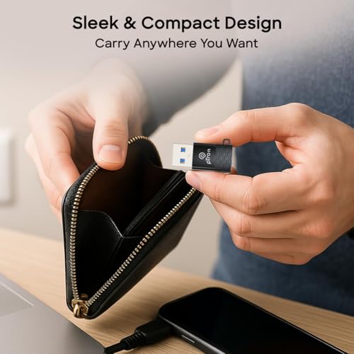 Image of pTron Nexo USB Type C Female to USB 3.0 Male OTG Adapter, 5 Gbps High Speed Data Transfer, Compatible with Laptops /Tablets /Smartphones /Chargers, Sleek & Compact Design & Metal Alloy Build (Obsidian)