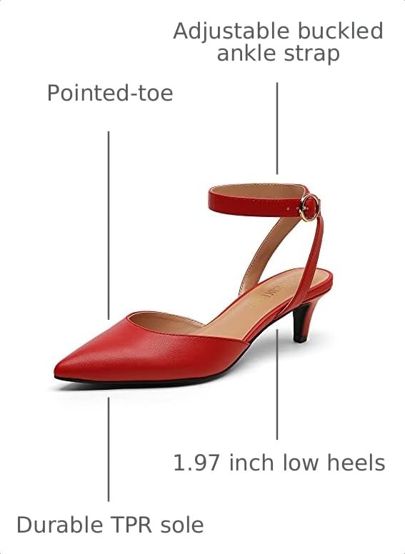 Image of DREAM PAIRS Kitten Heels for Women Low Heel Dress Shoes Wedding Dress Closed Toe Pump Shoes Luna