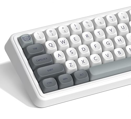 Image of dagaladoo PBT Keyboard keycaps,White /Grey moa keycaps
