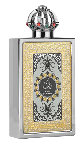 Lattafa King of Arabia, Luxuriöses Eau de Parfum, Silber-Gold Design mit Königskrone, 100 ml